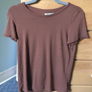 Orange Red American Eagle tee- ribbed texture